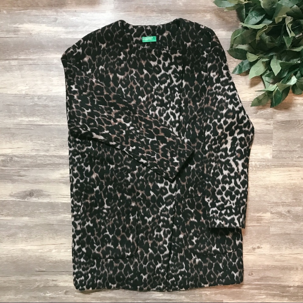 United Colors of Benetton Leopard Print Pea Coat
